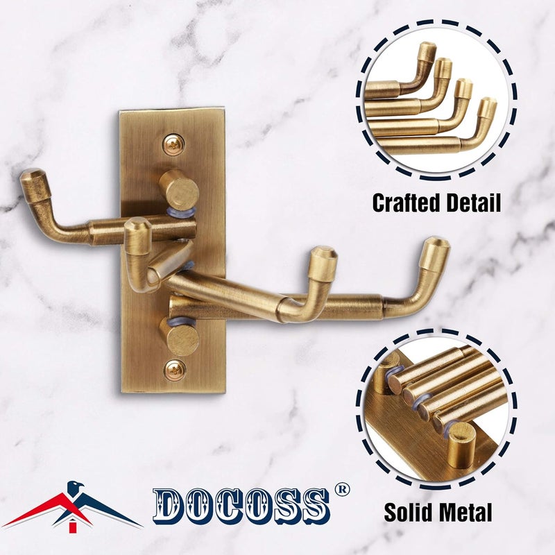 DOCOSS Pack of 4Stainless Steel Flexible Antique Brass Bathroom Hanger Cloth Hooks Wall Hook Door Robe Hooks for Hanging KeysClothesTowel Steel Hook - Image 4