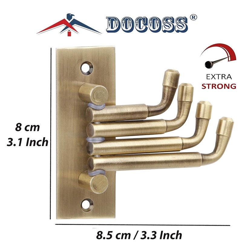 DOCOSS Pack of 4Stainless Steel Flexible Antique Brass Bathroom Hanger Cloth Hooks Wall Hook Door Robe Hooks for Hanging KeysClothesTowel Steel Hook - Image 5