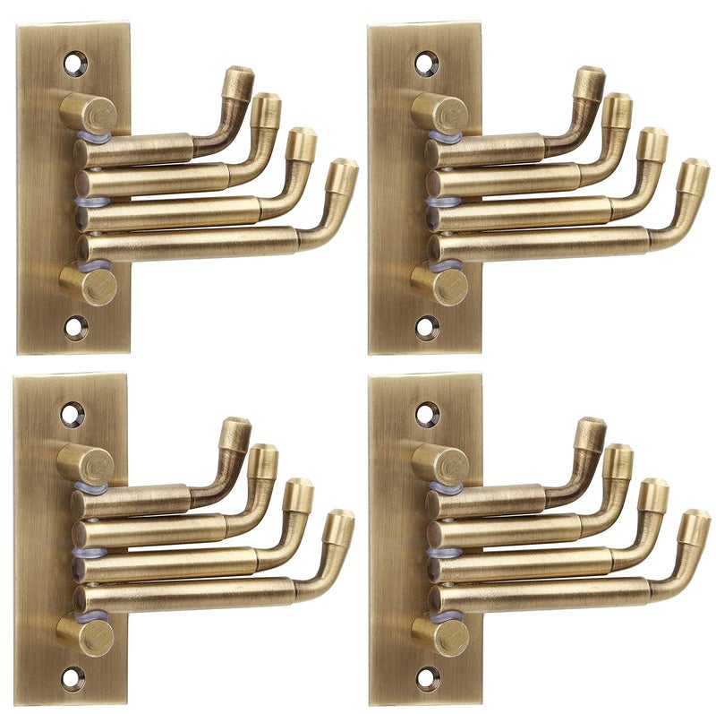 DOCOSS Pack of 4Stainless Steel Flexible Antique Brass Bathroom Hanger Cloth Hooks Wall Hook Door Robe Hooks for Hanging KeysClothesTowel Steel Hook - Image 1