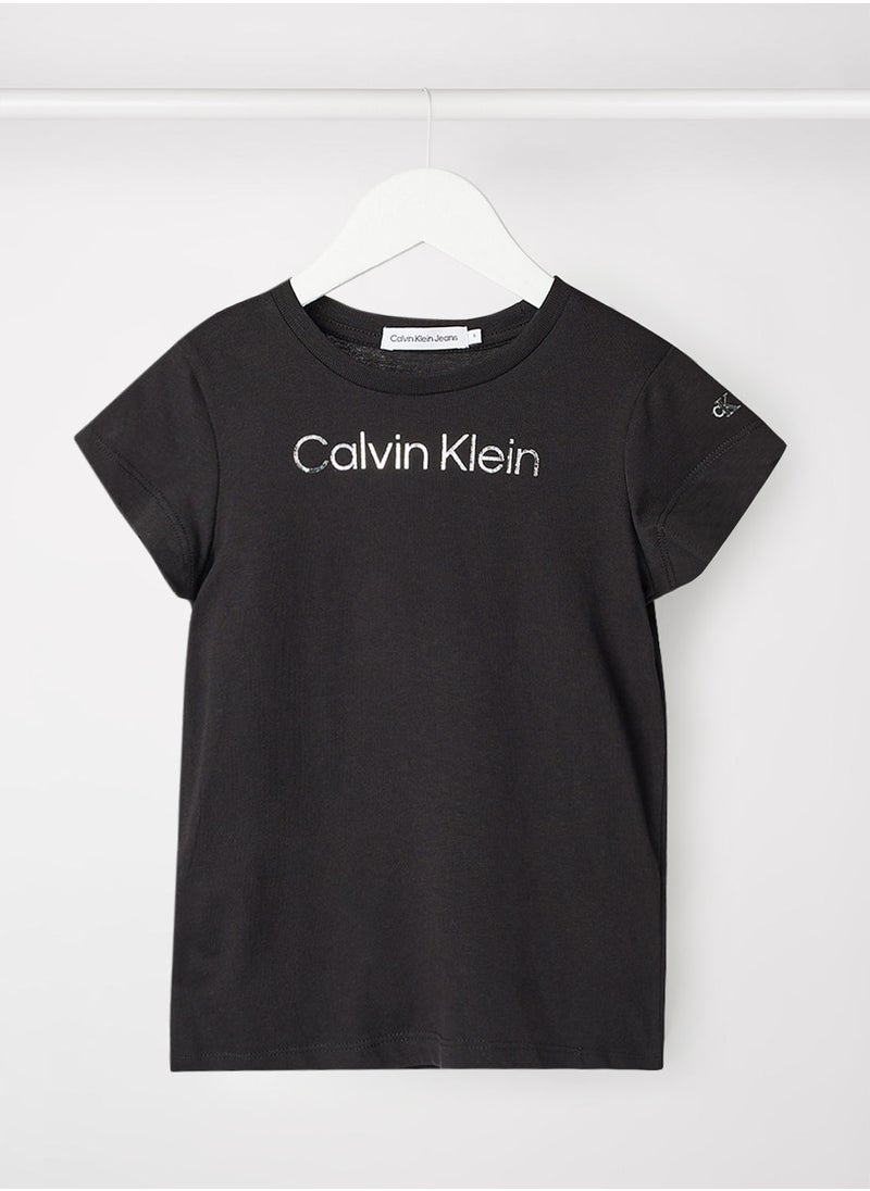 Calvin Klein Jeans Girls Metallic Logo T-Shirt  - Image 1