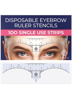 Stylia Disposable Eyebrow Ruler Stencils Transparent Mapping Stickers For Microblading, Henna, Brow Extensions, Permanent Makeup Peel & Stick Measuring Shaper Tool For All Face Shapes 100Pack  - Image 2