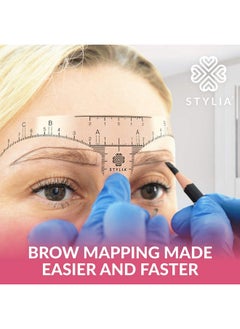 Stylia Disposable Eyebrow Ruler Stencils Transparent Mapping Stickers For Microblading, Henna, Brow Extensions, Permanent Makeup Peel & Stick Measuring Shaper Tool For All Face Shapes 100Pack  - Image 5