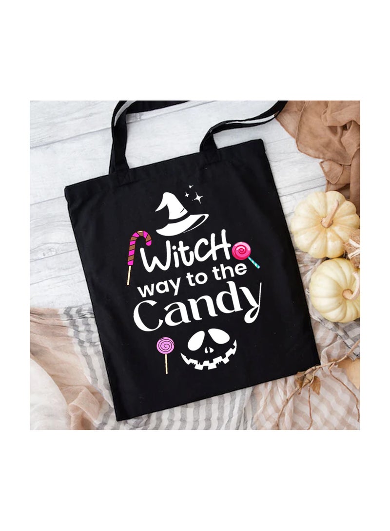 PRINTSHOP4ME Eco-Friendly Tote Bags-Reusable Fabric Candy Bags With Handles Black Party Favor Bags With Designs- Perfect For Groceries,And Everyday Use - Image 2