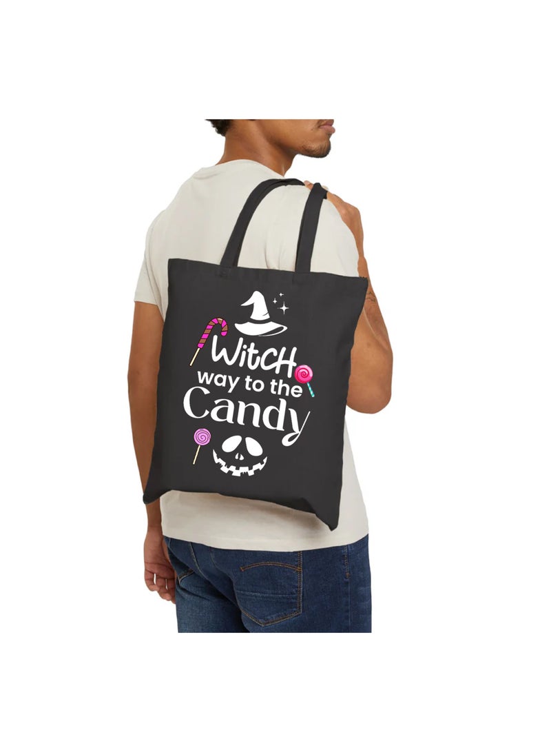 PRINTSHOP4ME Eco-Friendly Tote Bags-Reusable Fabric Candy Bags With Handles Black Party Favor Bags With Designs- Perfect For Groceries,And Everyday Use - Image 3