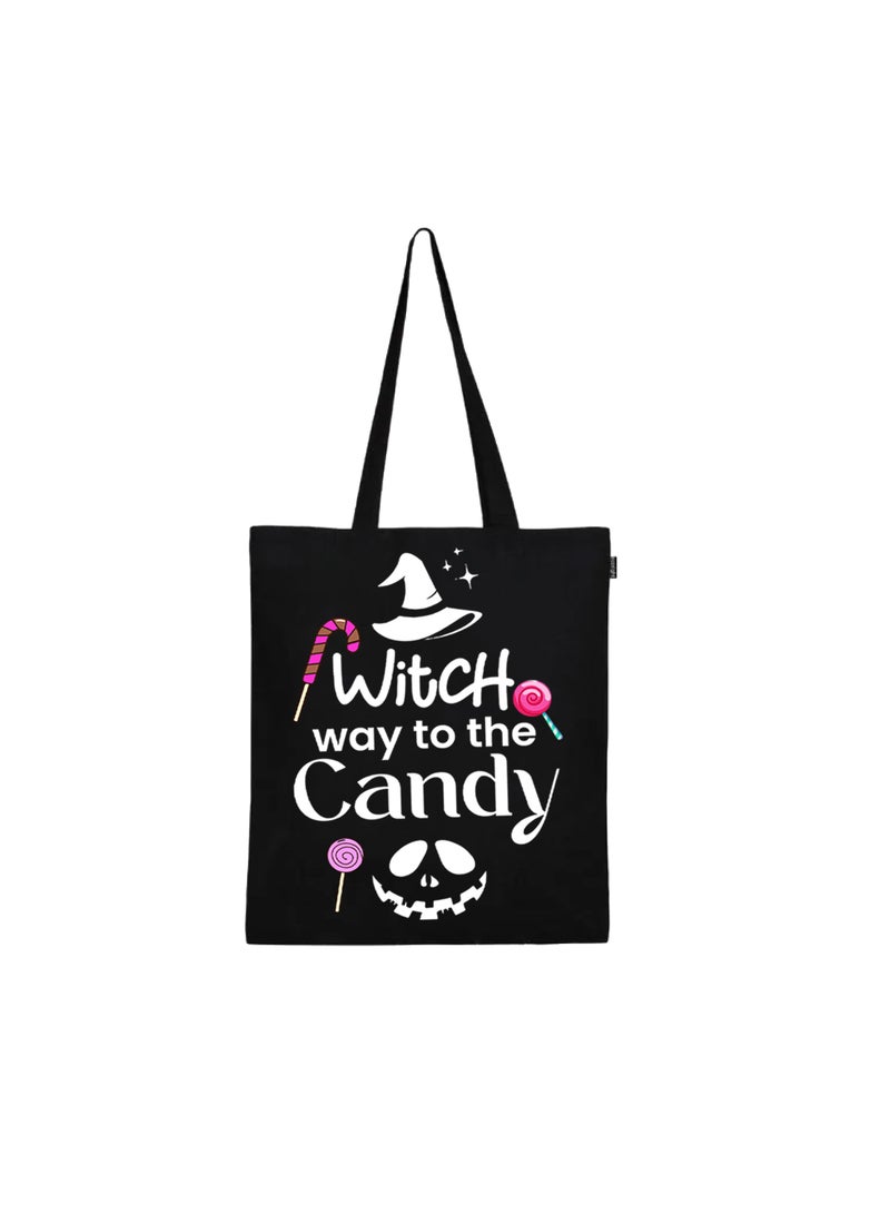 PRINTSHOP4ME Eco-Friendly Tote Bags-Reusable Fabric Candy Bags With Handles Black Party Favor Bags With Designs- Perfect For Groceries,And Everyday Use - Image 1