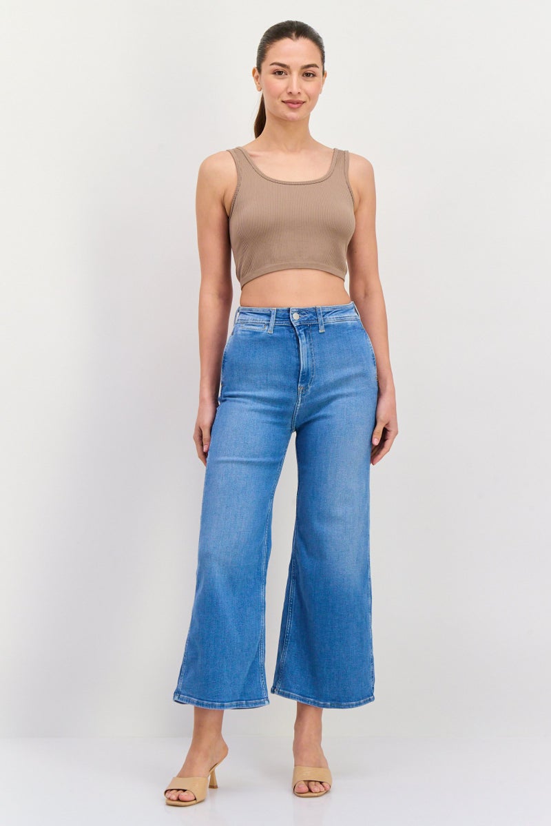 Pepe Jeans جينز نسائي بقصة عادية وارتفاع عالٍ، أزرق - Image 4