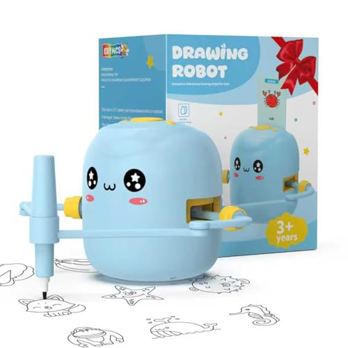 ERYMCS Drawing Robot for Kids Interactive Educational Drawing Robot with Voice Interaction Montessori Drawing Learning Toy with 150 Word Cards 16 Color Pens Christmas Birthday Present for Kids 5 6 7 8 9 - Image 1