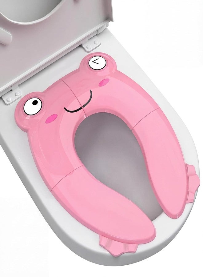 XML Toilet Seat for Kids 1 to 5 years Child Non Slip Baby Potty Training for Boys and Girls Western Toilets Gloss Finish, Smooth and comfortable Seating Bathroom Accessories (PINK-FOLDING-TOILET-SHEET) - Image 1
