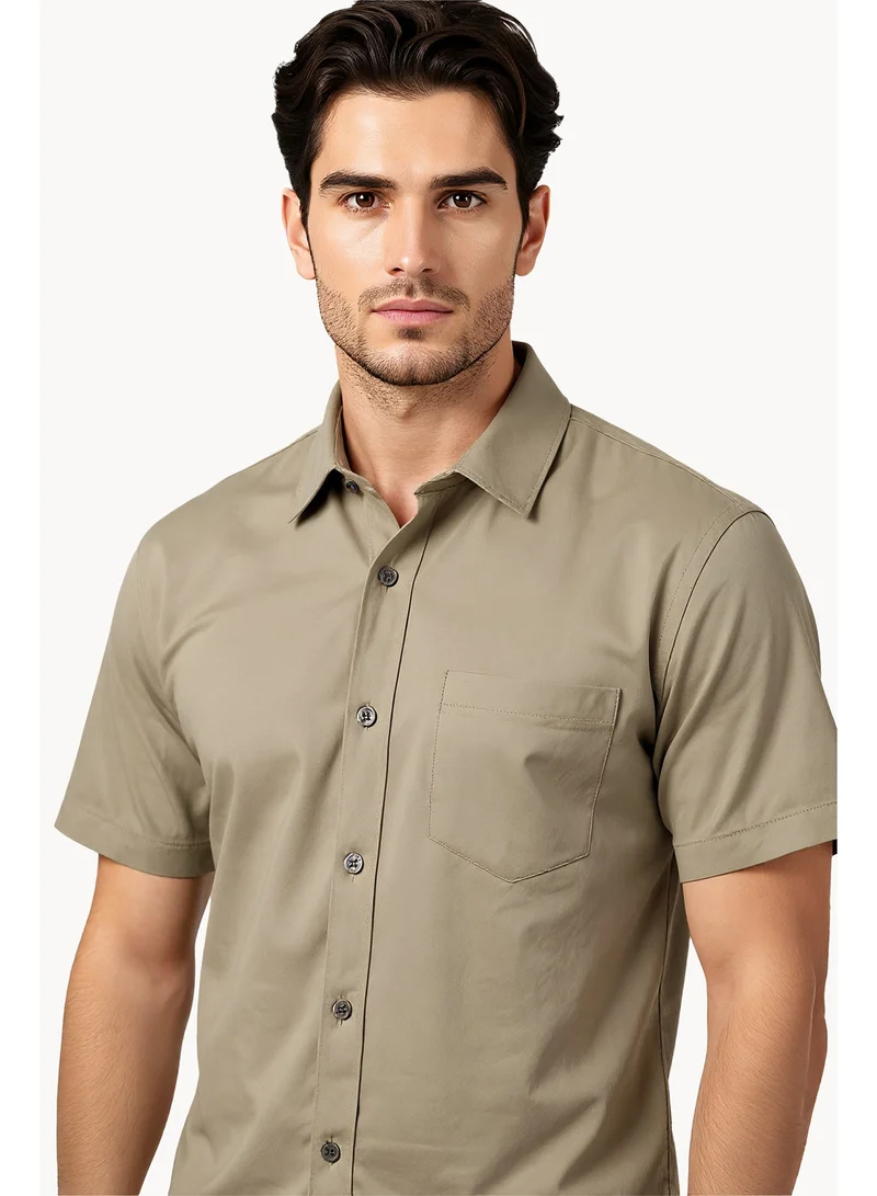Short Sleeve Linen Blend Shirt