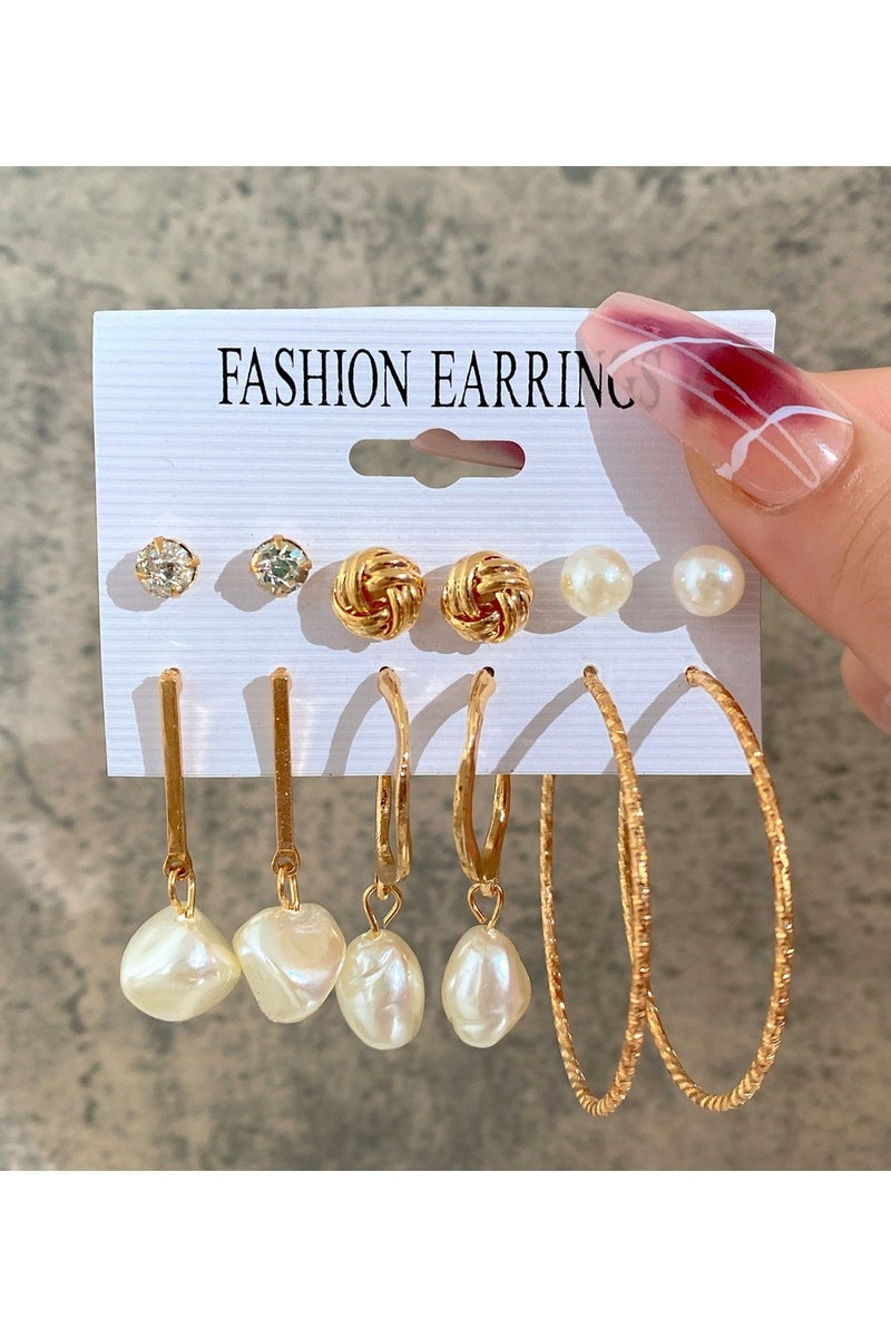 Goolsky Women’s Gold Hoop Earrings & Pearl Studs Set – Punk Style Multi-Pack, Trendy Fashion Jewelry - Image 2