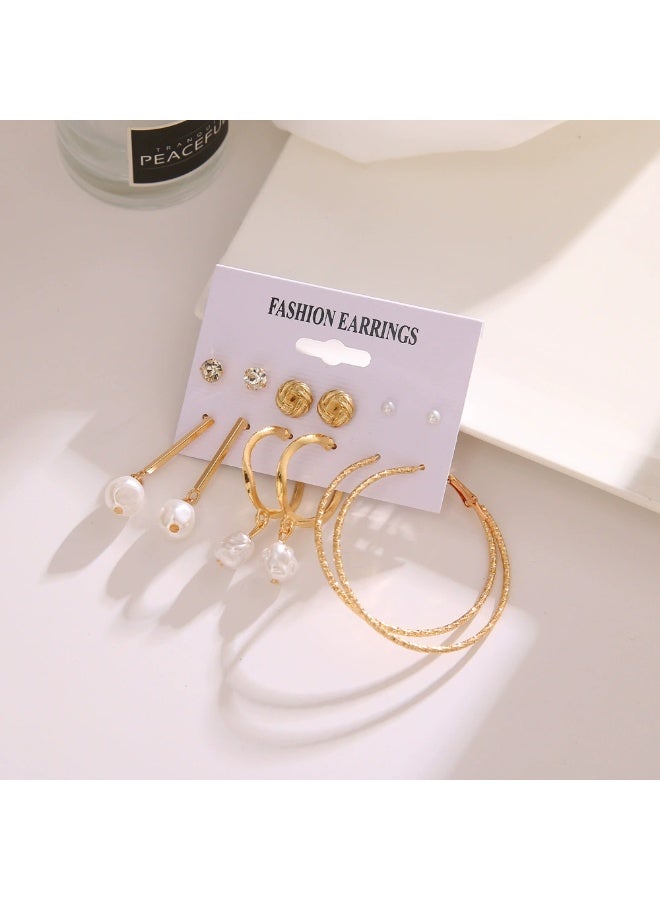 Goolsky Women’s Gold Hoop Earrings & Pearl Studs Set – Punk Style Multi-Pack, Trendy Fashion Jewelry - Image 3