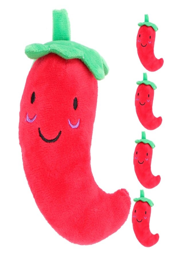 JOINPAYA 5Pcs Squeaky Dog Chew Toys Interactive Pet Sound Toys Chili Pepper Shape for Indoor Outdoor Pet Entertainment and Teething Training 4.72X1.96X1.18In - Image 1