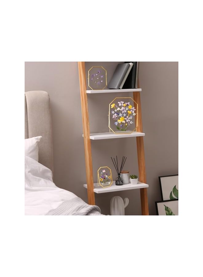 The Bros Glass Pressed Flower Frame Handmade, Metal Floating Picture Frame, Double Glass Frames for Pressed Flowers Tabletop Display Unique Brass Frames, Octagon, Gold, 4x6 inches - Image 4