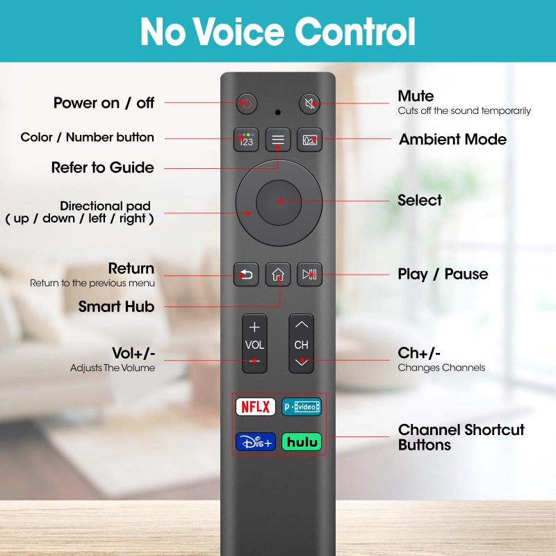 YesBes 2 Pack for Samsung Smart TV Remote, Universal Control Replacement for Samsung 2019-2025 QLED Crystal UHD Smart TVs (NO Voice Function) - Image 5