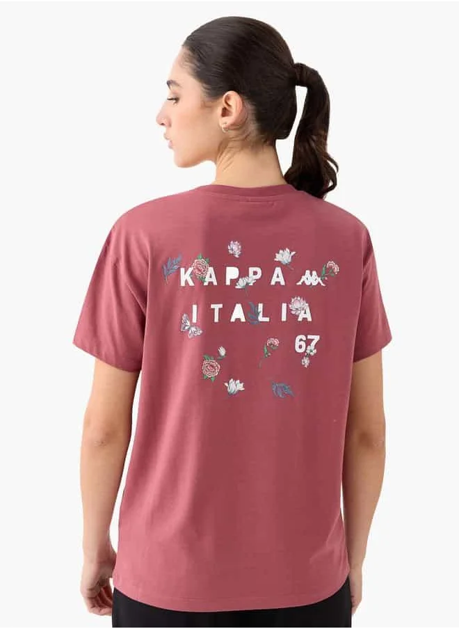 كابا Kappa Graphic Print T-shirt with Crew Neck and Short Sleeves