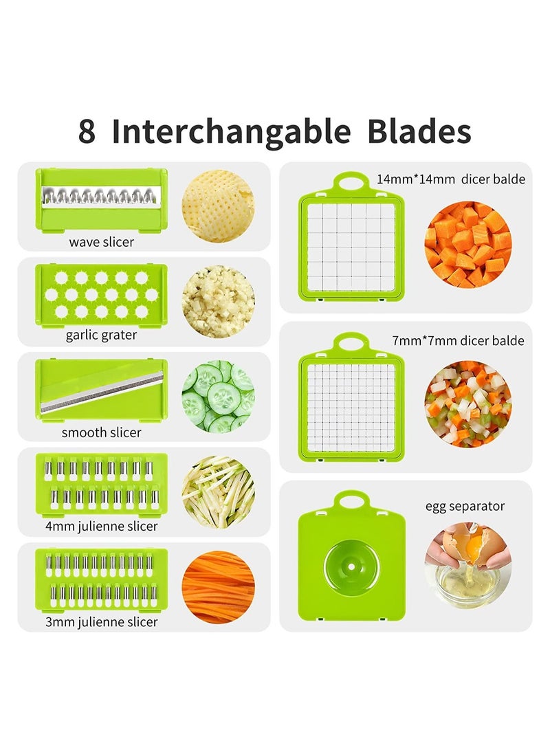 Vegetable Chopper Multifunctional 13 in-1 Food Choppers Onion Chopper Vegetable Slicer Cutter Dicer Veggie chopper with 8 Blades Colander Basket - Image 2