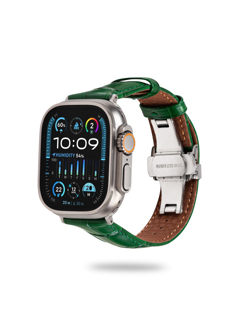 YNOT Apple Watch Band 44mm, 42mm, 45mm, and 49mm Stainless Steel - Green - Image 1