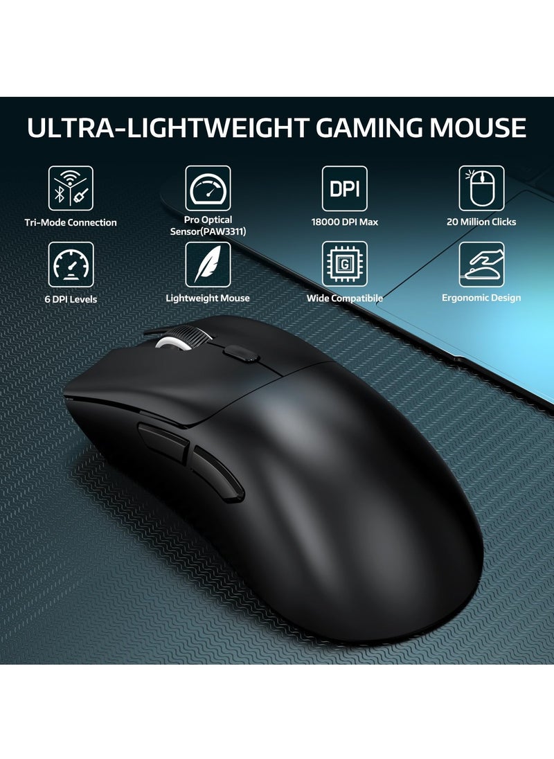 Attack Shark - R1 Wireless Gaming Mouse, PAW3311 Optical Sensor 18K DPI, 59g Ultralight 2.4Ghz/BT/Wired Computer Mice for Win/Mac - Image 1