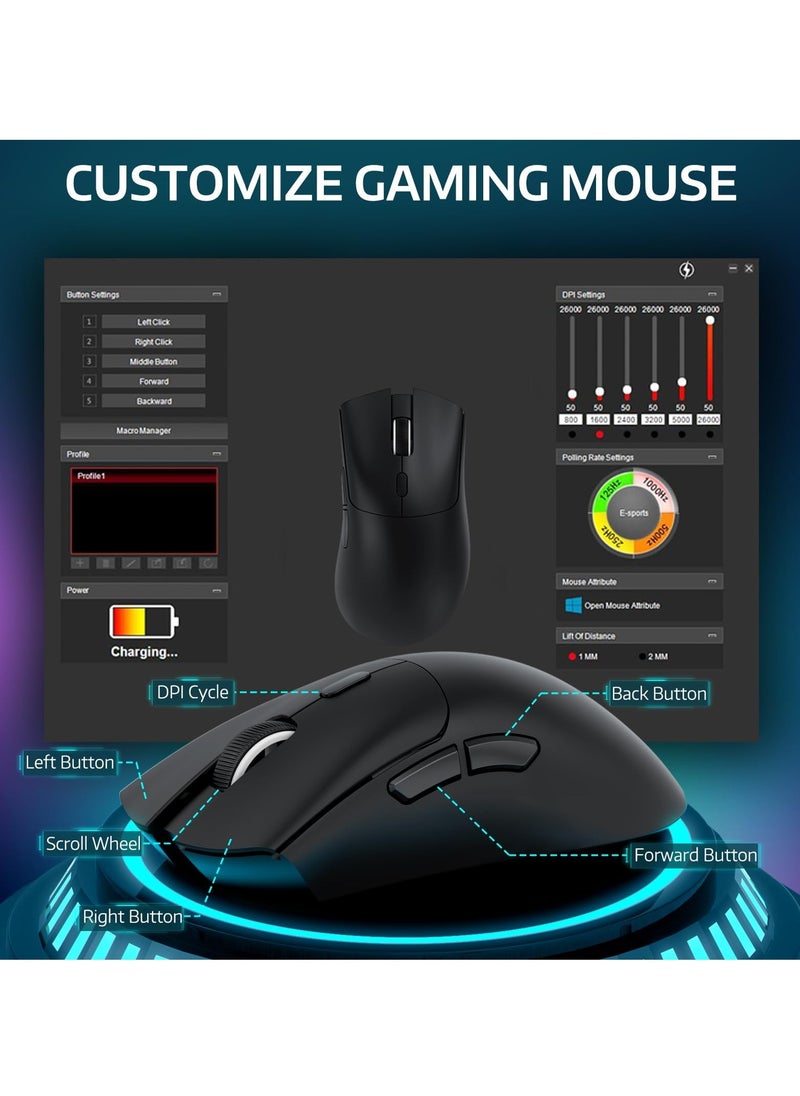 Attack Shark - R1 Wireless Gaming Mouse, PAW3311 Optical Sensor 18K DPI, 59g Ultralight 2.4Ghz/BT/Wired Computer Mice for Win/Mac - Image 1