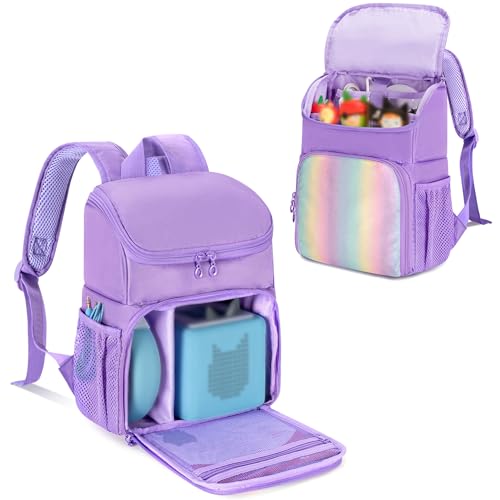 GRAOSO Carrying Backpack Compatible with Toniebox 21 Travel Bag for Audio Player Starter Set Accessories Storage for Charger Headphone 3 Clear Pockets for Figures Display Purple Bag Only - Image 1