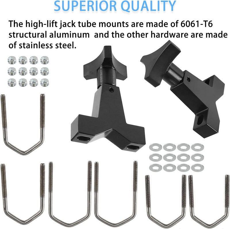 YESHMA High-Lift Jack Tube Mount 1-2.5" (Round/Square) for SUV Truck RZR Offroad Polaris - Black - Image 2