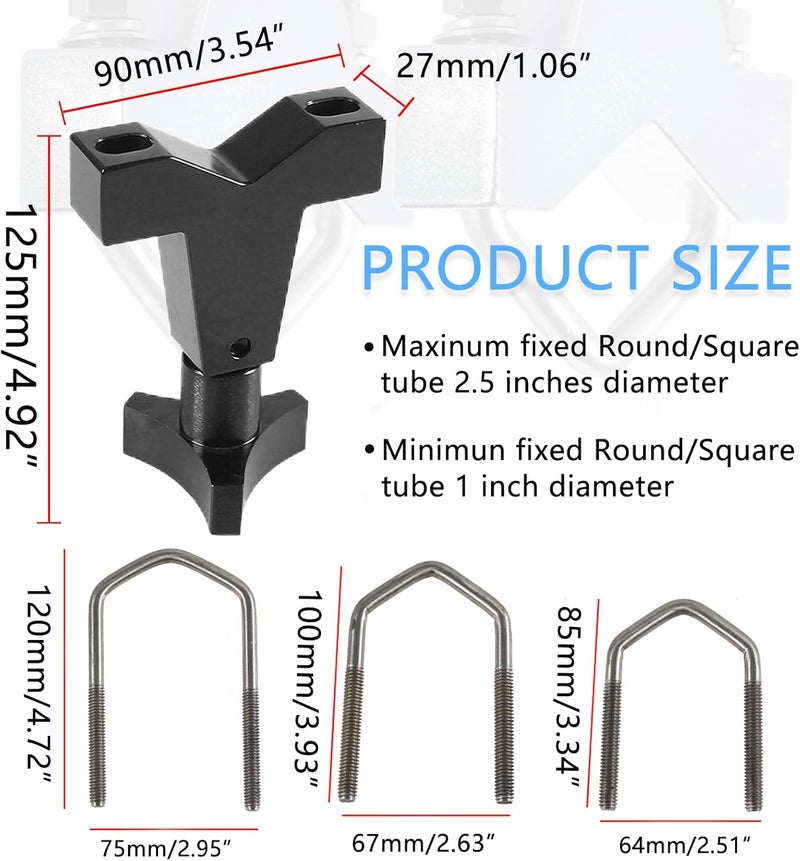 YESHMA High-Lift Jack Tube Mount 1-2.5" (Round/Square) for SUV Truck RZR Offroad Polaris - Black - Image 4