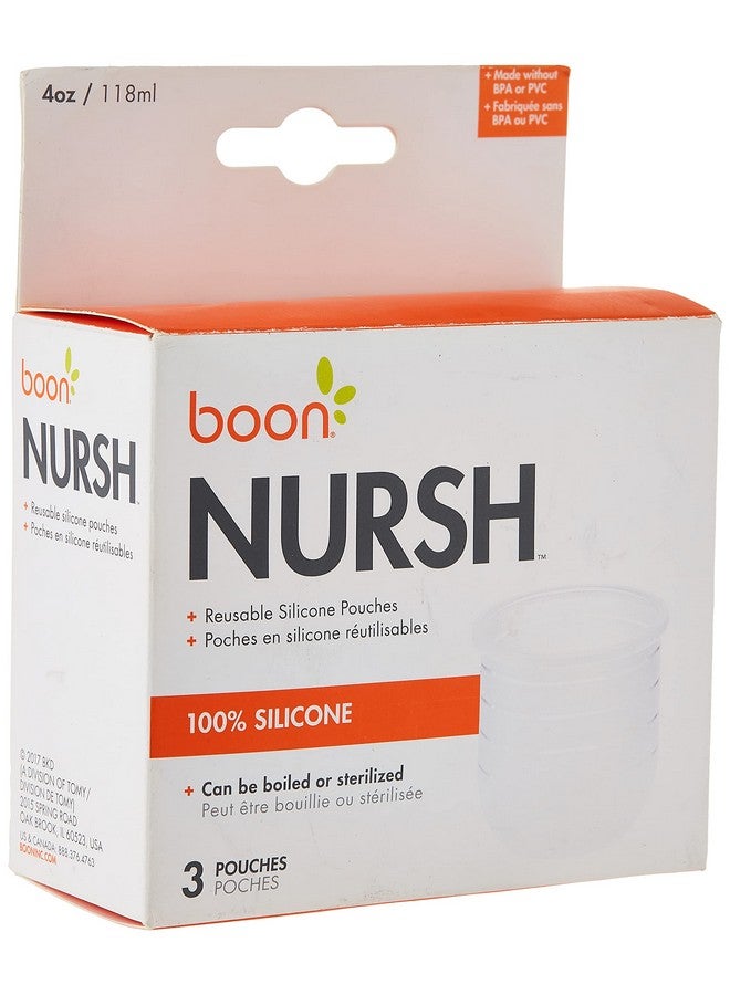 BOON Boon Nursh Reusable Replacement Pouch with Collapsible Silicone Pouch Design - Everyday Baby Essentials - Stage 1 Slow Flow Bottles - Gray - 4 Oz - Image 1