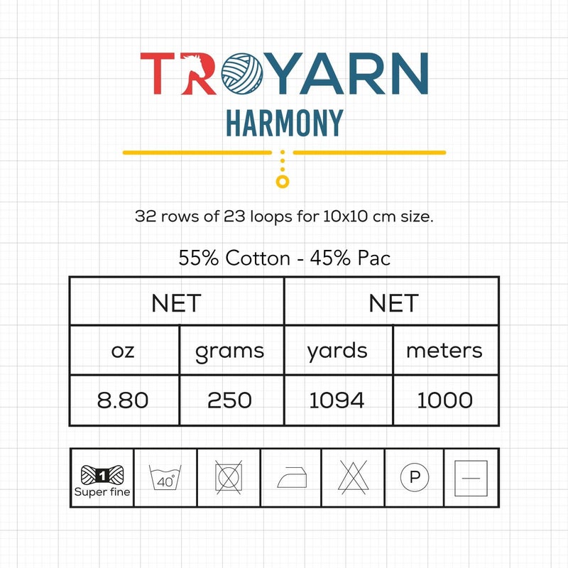Troyarn Harmony - 55% Cotton 45% Acrylic, Multicolor Rainbow Crochet Yarn,Soft Lightweight Sport Weight Yarn for Knitting, Baby Blankets,Shawls and Summer Projects 1 Fine/250gr/1094 yd - 122297 - Image 4