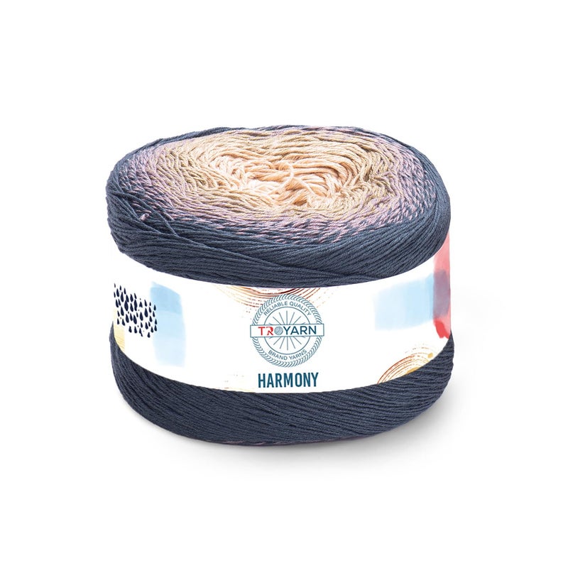 Troyarn Harmony - 55% Cotton 45% Acrylic, Multicolor Rainbow Crochet Yarn,Soft Lightweight Sport Weight Yarn for Knitting, Baby Blankets,Shawls and Summer Projects 1 Fine/250gr/1094 yd - 122297 - Image 1