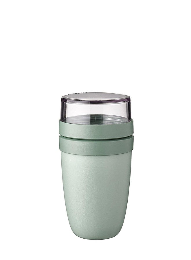 Mepal Overnight Oat jar - Mini - Practical Yoghurt Cup & Muesli Cup - Separate Compartments for Yoghurt & Muesli - Suitable for Freezer, Microwave & Dishwasher - 300 ml + 120 ml - Nordic Sage - Image 1