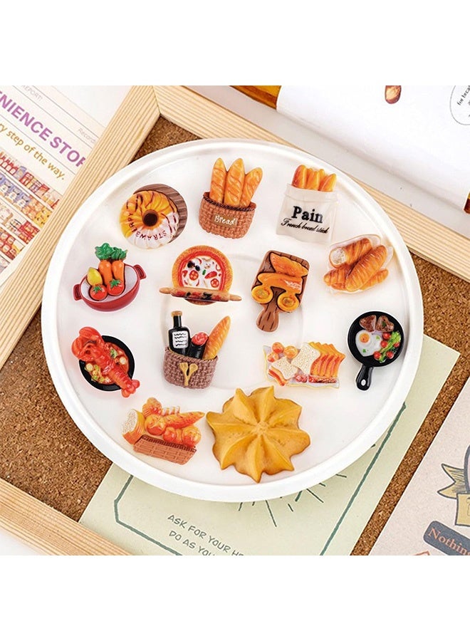 مجموعة مغناطيس ثلاجة مكونة من 12 قطعة، مغناطيس ثلاجة صغير على شكل طعام، مغناطيس خبز مزخرف من الراتينج اللطيف، مناسب للمنزل والمطبخ والمكتب والمدرسة وديكور السبورة البيضاء - Image 5