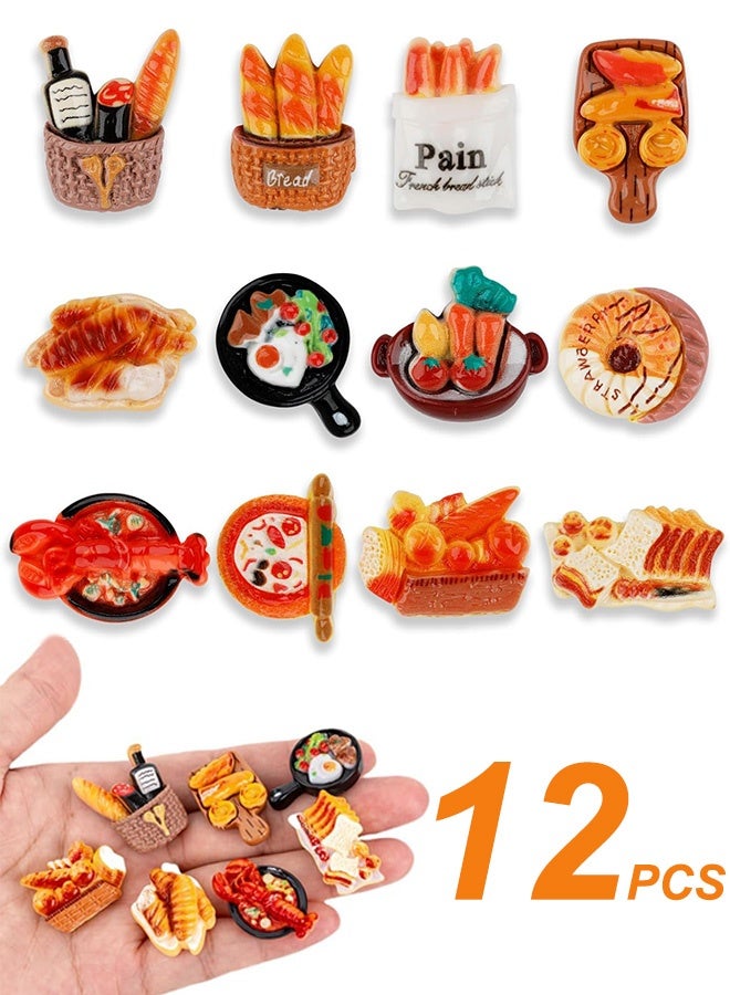 مجموعة مغناطيس ثلاجة مكونة من 12 قطعة، مغناطيس ثلاجة صغير على شكل طعام، مغناطيس خبز مزخرف من الراتينج اللطيف، مناسب للمنزل والمطبخ والمكتب والمدرسة وديكور السبورة البيضاء - Image 1