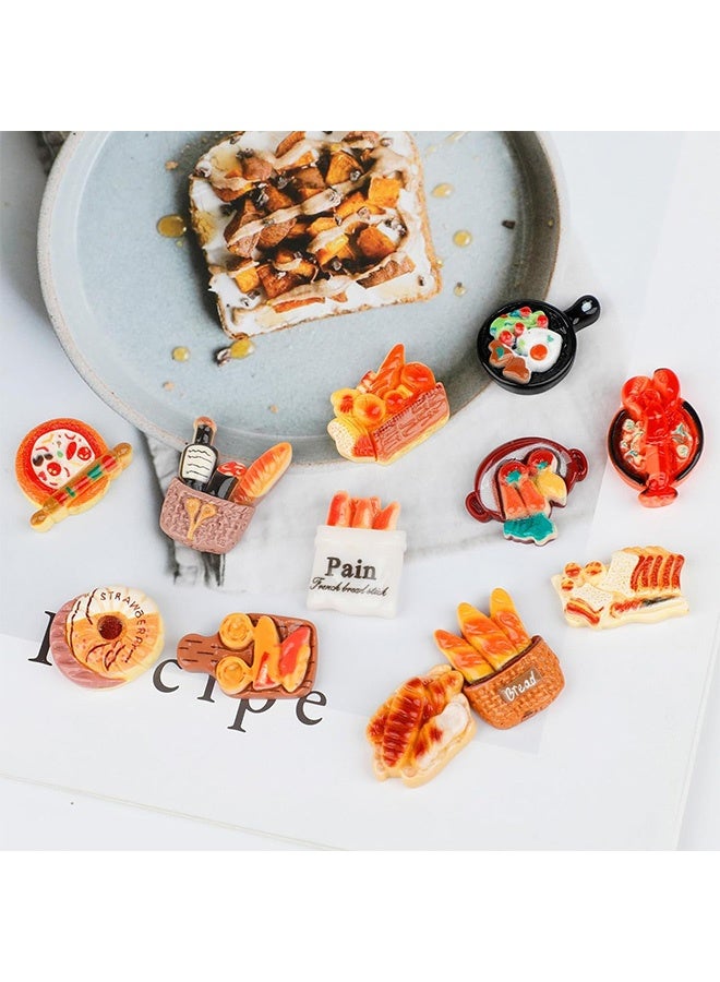 مجموعة مغناطيس ثلاجة مكونة من 12 قطعة، مغناطيس ثلاجة صغير على شكل طعام، مغناطيس خبز مزخرف من الراتينج اللطيف، مناسب للمنزل والمطبخ والمكتب والمدرسة وديكور السبورة البيضاء - Image 4