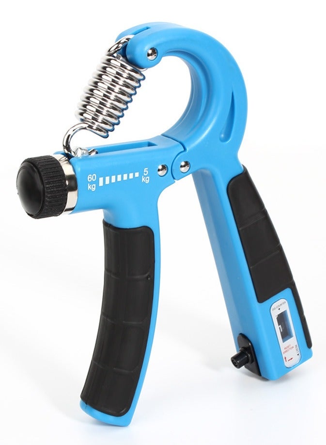 Generic 5-60Kg Adjustable Hand Grip Strengthener Exerciser With Counter, Black/Blue  - Image 1