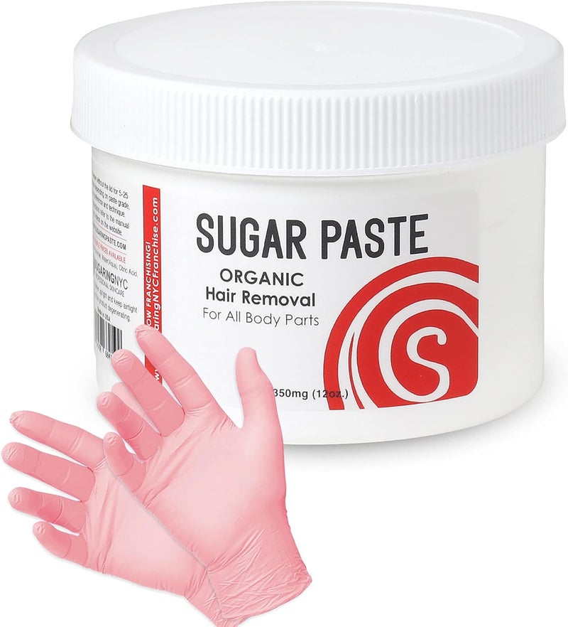 Sugaring NYC Sugaring Paste Package  12oz Sugaring Paste for sensetive Skin and Set of Gloves 4 Pieces 