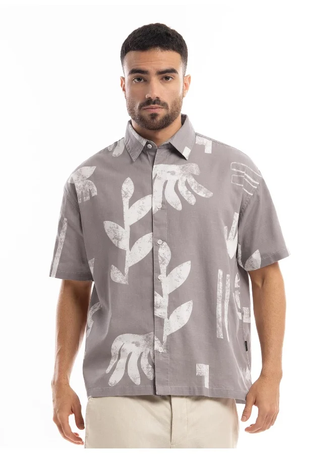 بيونغ Light Mauve Printed Half Sleeve Cotton Shirt for Men