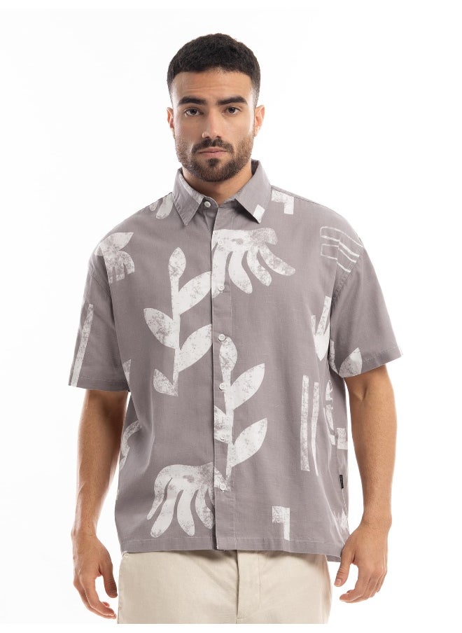 Beyoung Light Mauve Printed Half Sleeve Cotton Shirt for Men  - Image 5