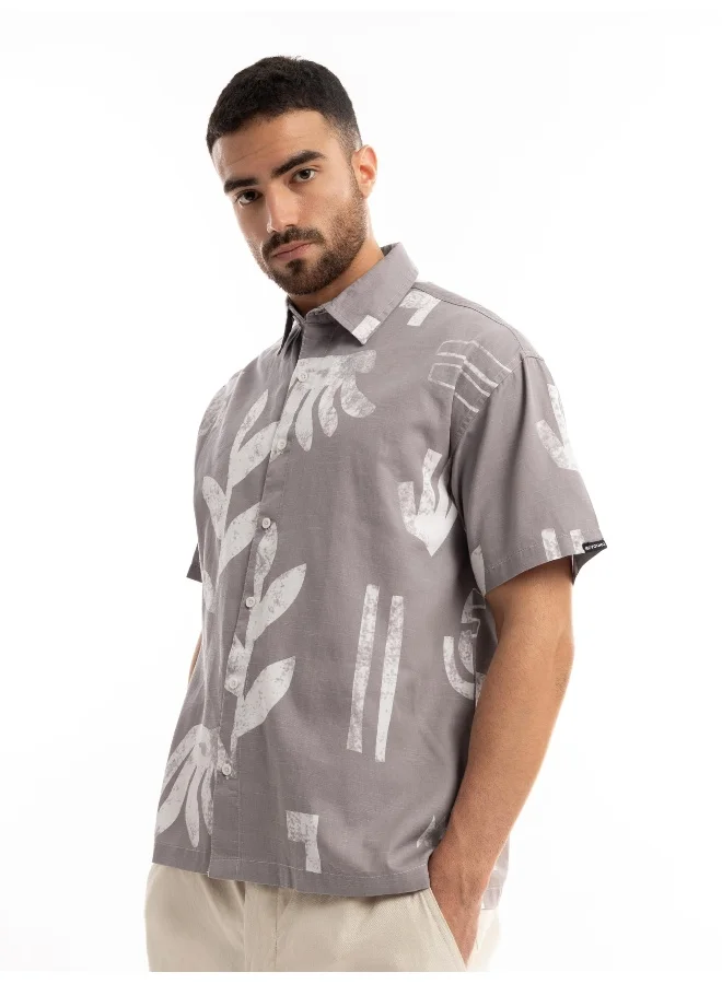 بيونغ Light Mauve Printed Half Sleeve Cotton Shirt for Men