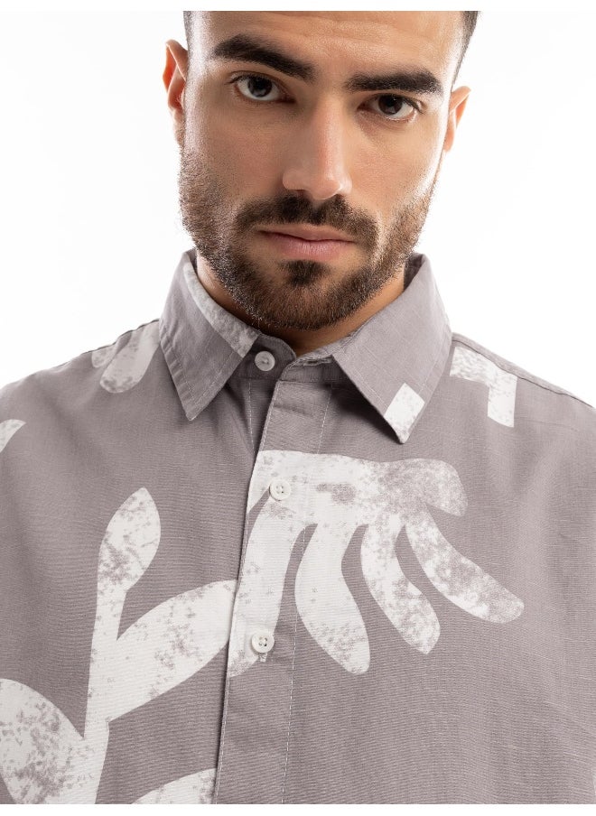 Beyoung Light Mauve Printed Half Sleeve Cotton Shirt for Men  - Image 3