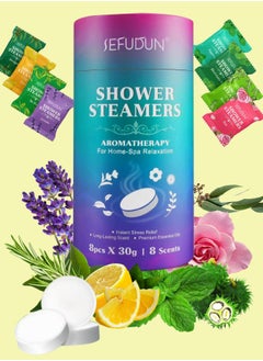 Sefudun 8Pcs Shower Steamers Body Restore Shower Steamers Aromatherapy 8 Scents or Home Spa Relaxation Instant Stress Relief Essential Oils Scent Shower Bath Bombs Variety Scent Shower Bath Bombs  - Image 1