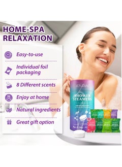 Sefudun 8Pcs Shower Steamers Body Restore Shower Steamers Aromatherapy 8 Scents or Home Spa Relaxation Instant Stress Relief Essential Oils Scent Shower Bath Bombs Variety Scent Shower Bath Bombs  - Image 2