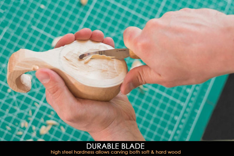 BeaverCraft Hook knife Wood Carving SK4s Long Knives Spoon Carving Tools 2.4'' Long handle 7.8'' Spoon Knife Wood Carving Tools Bowl Kuksa Carving Tool Right-Handed Crooked Knife - Image 5