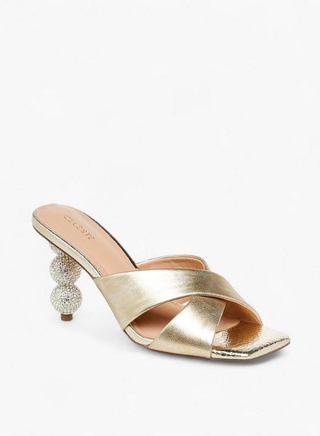 Celeste Women's Embellished Slip-On Sandals with Stiletto Heels - Image 1