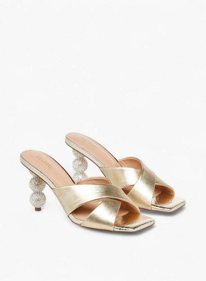 Celeste Women's Embellished Slip-On Sandals with Stiletto Heels - Image 3