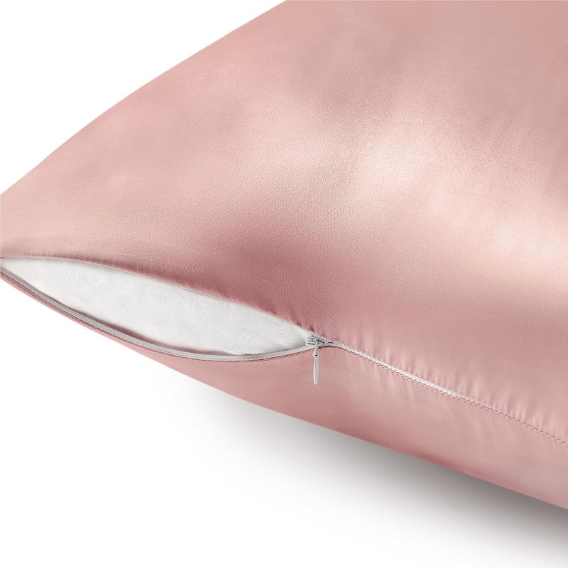 BEDELITE Satin Pillowcase with Zipper, Rose Pink King Size Pillow Cases Set of 2, Super Soft and Cooling Similar to Silk Pillow Cases, Gift for Women Men(20x36 Inches) - Image 5