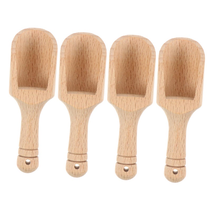 4Pcs Wooden Scoop Set For Tea Spices Kitchen Condiments Easy Clean Retro Style - Image 2