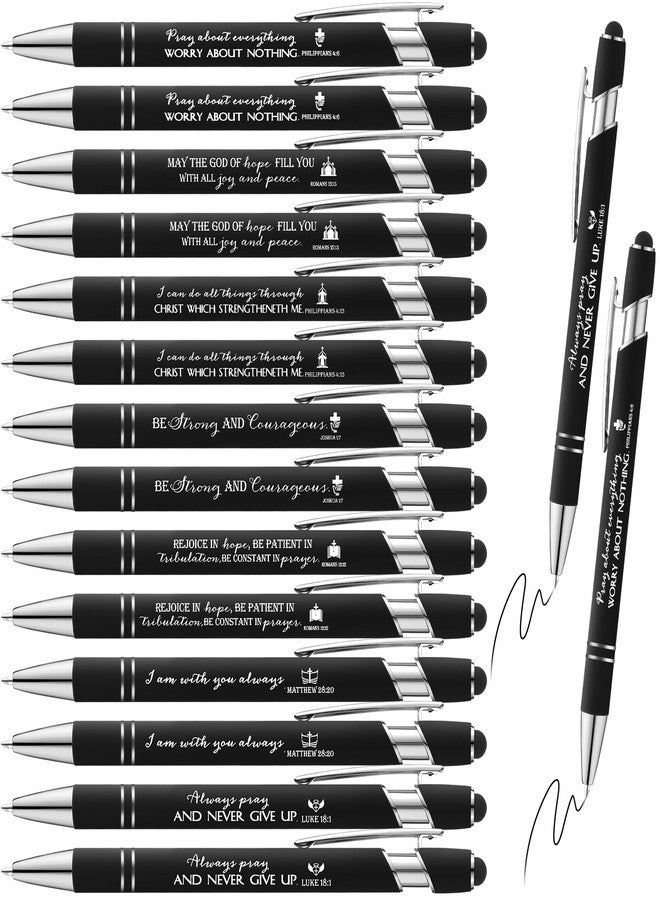 Fumete 21 Pcs Bible Verse Pens with Stylus Tip, 7 Quote Christian Ballpoint Inspirational Pens Christian Gift Bulk for Father's Day Religious Gift Men Dad Husband Office Church Graduation Supplies - Image 1