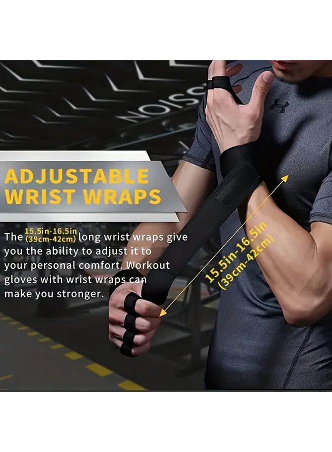 Black Fingerless Gym Gloves With Adjustable Wrist Support For Fitness - Image 5