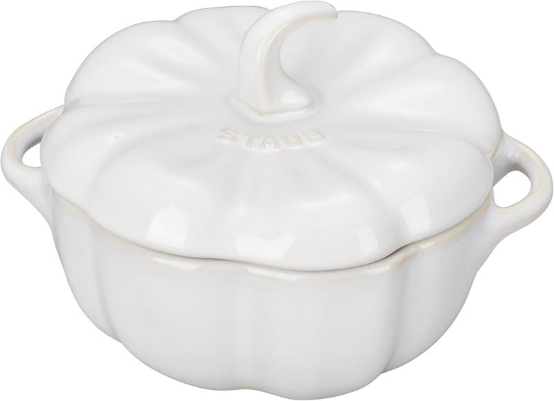 STAUB Ceramic 2-pc Petite Pumpkin Cocotte Set, 0.75-qt/24-oz, Rustic Ivory - Image 2