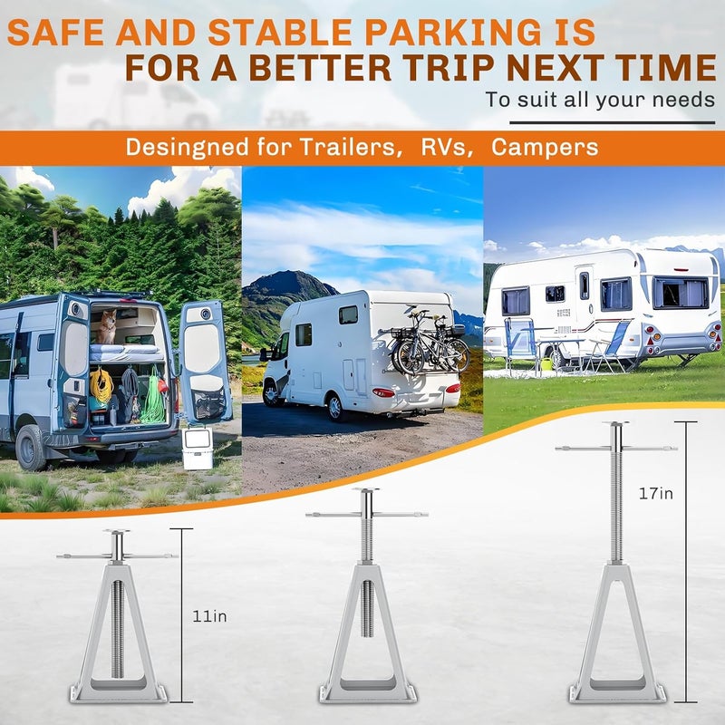 WELLUCK RV Stabilizers Jacks 4 Pack - Adjustable Screw Jack Stands for RV Camper Travel Trailer Leveling, Aluminum, Supports Up to 6000 Lbs - Image 3